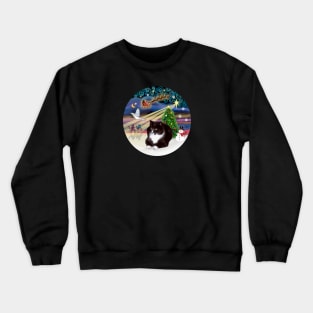 "Christmas Magic" with a Black and White Tuxedo Cat Crewneck Sweatshirt